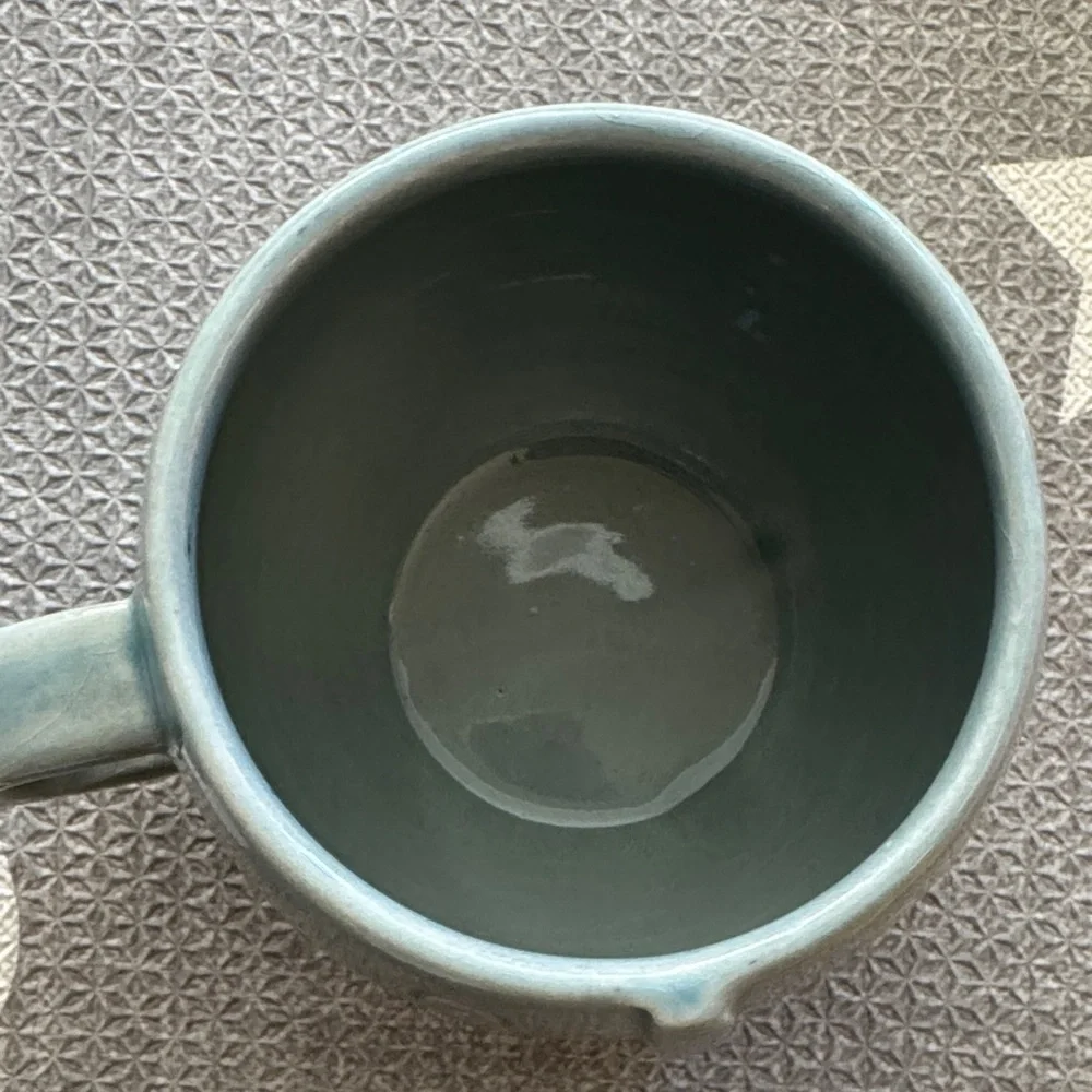 Ceramic Face Mugs - Set of 2 in Green and Cream